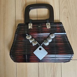 Wood and Sea shell handbag purse